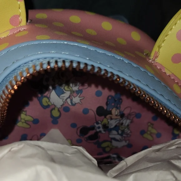 Disney Pink and Yellow Polka Dot Kids Backpack - Picture 6 of 6